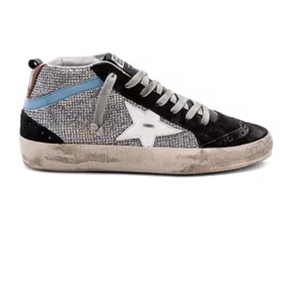 Black and Gray High-Top Sneakers with Star Detail